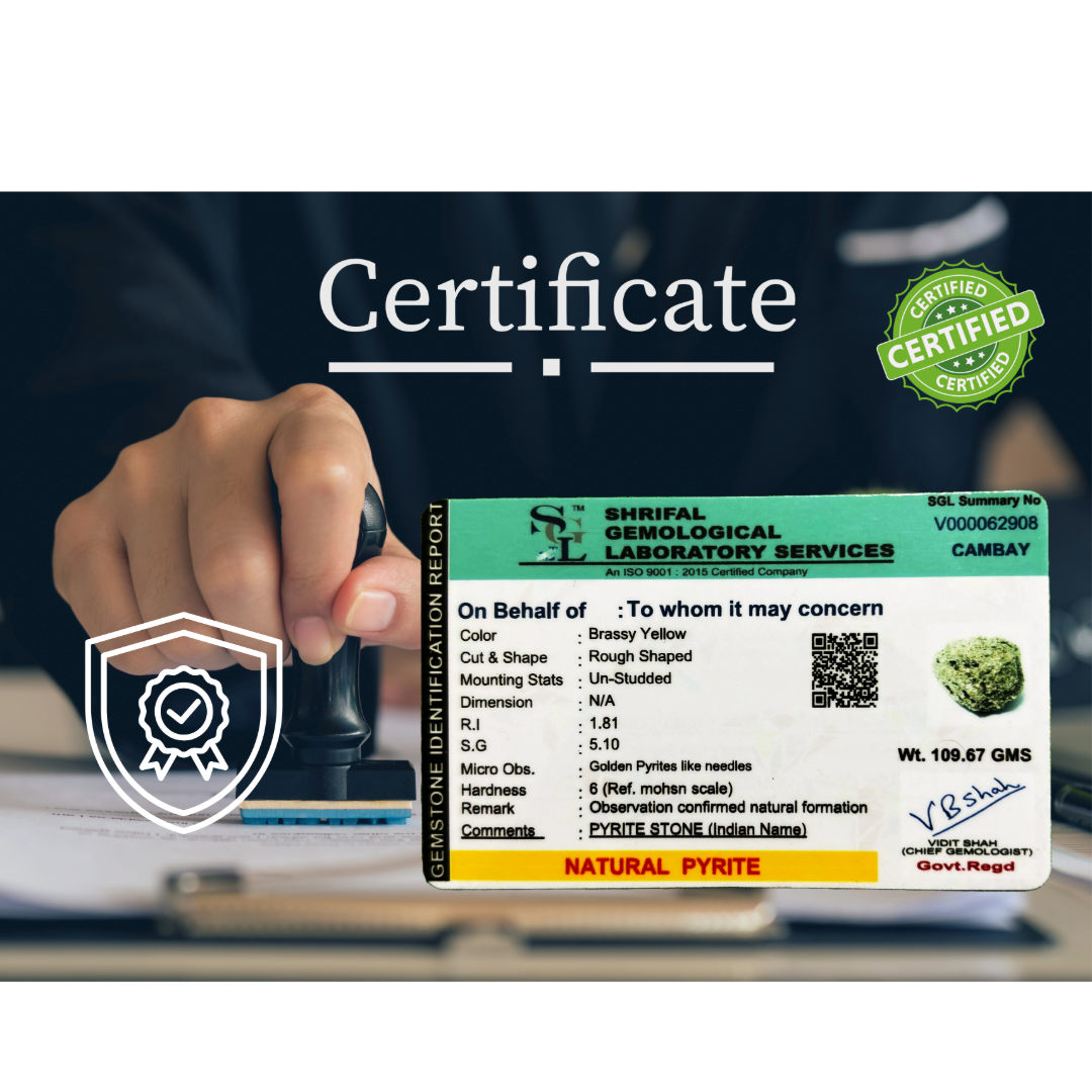 Raw Pyrite Stone Cluster- 100% Original with Certificate