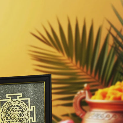 Siddh Shree Yantra on Raw Pyrite Frame- Attract Wealth and Positivity